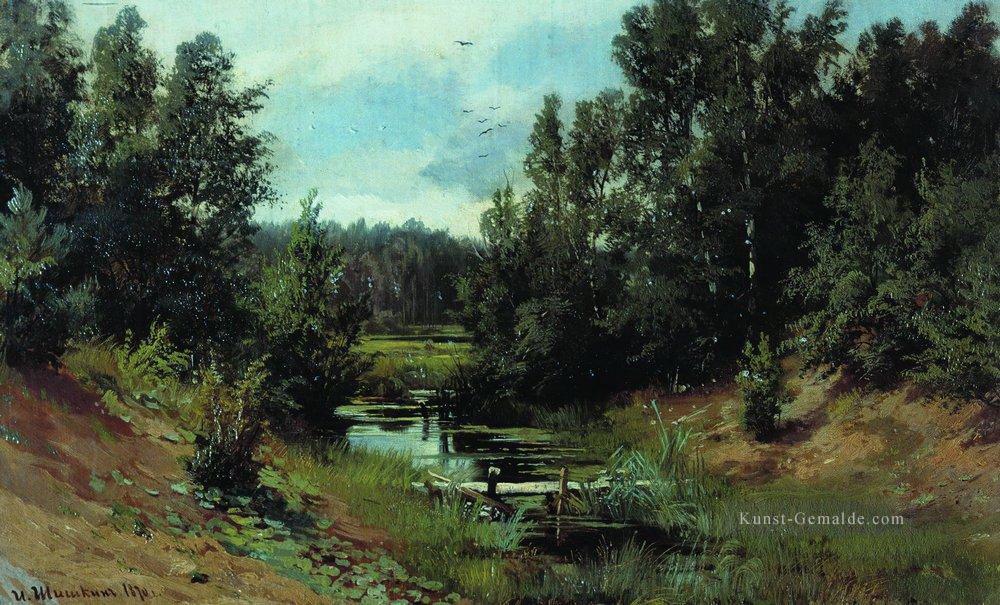 Waldbach 1870 klassische Landschaft Ivan Ivanovich Bäume Ölgemälde